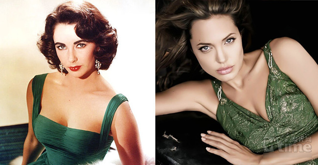  Angelina Jolie với ánh mắt, trang phục quá giống với Elizabeth Taylor